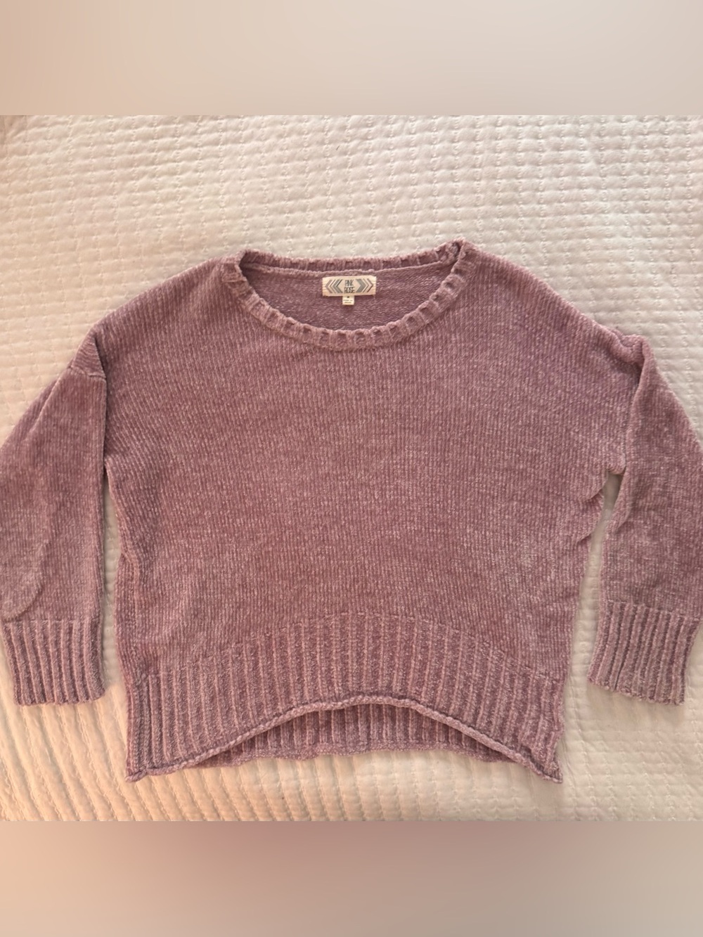 Pink Rose mauve chenille crew neck sweater- Size M